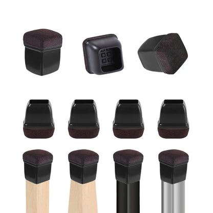 8PCS Chair Leg Floor Protectors with Thick Wrap Felt Pads Silicone Furniture Leg Covers Black Table Feet Cups to Protect Caps