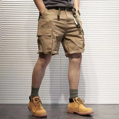 Mens Cargo Shorts With Draw String Hiking Combat Bermuda Short Pants For Men Luxury Y2k Trend Unique Cotton Hevy Whate New In