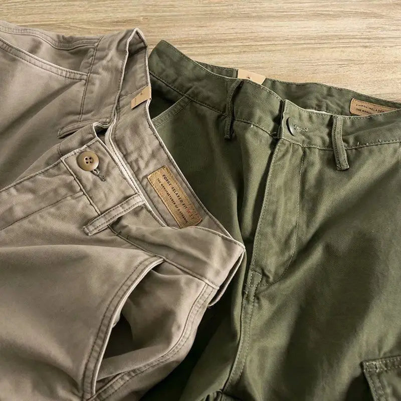 Men's Cargo Shorts Solid Big Size Khaki with Zipper Male Short Pants Button Oversize Clothing Wide Casual Designer Cotton New In