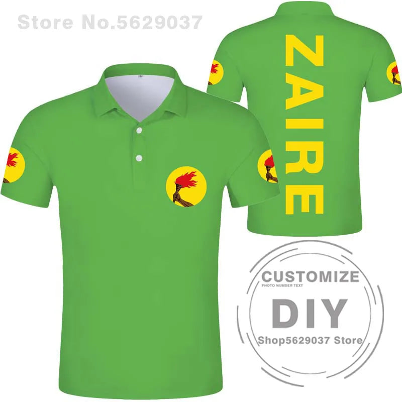 Zaire Flag 1971 1997 Polo Shirt Democratic Republic Of Congo Customized  Sports Polo Shirt Flag Polo Shirt Print Photo Clothes