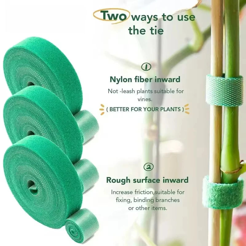 5M Nylon Plant Bandage Tie Reusable Plant Hook Loop Ties Green Fastener Tape Bamboo Cane Wrap Support Home Garden Accessories