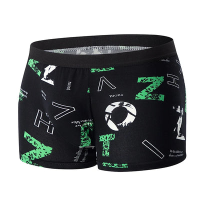 4-piece men's printed letter underwear beach shorts comfortable breathable teenagers plus size underwear up to 6XL.