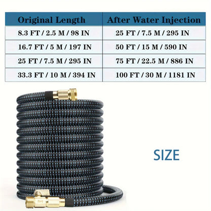 （Optional25/50/75/100Feet）Garden Hose，With High Pressure Nozzle，Flexible，Rubber Foldable Anti-Leakage and Anti-Rust，Used for Wat