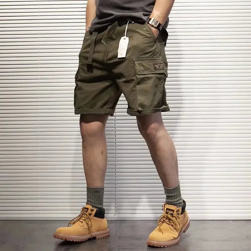 Mens Cargo Shorts With Draw String Hiking Combat Bermuda Short Pants For Men Luxury Y2k Trend Unique Cotton Hevy Whate New In