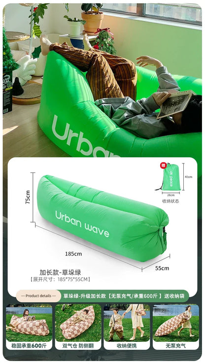 City Wave Inflatable Sofa Outdoor Camping Music Festival Lazy Air Sofa Picnic Portable Air Mattress Bed Thickened