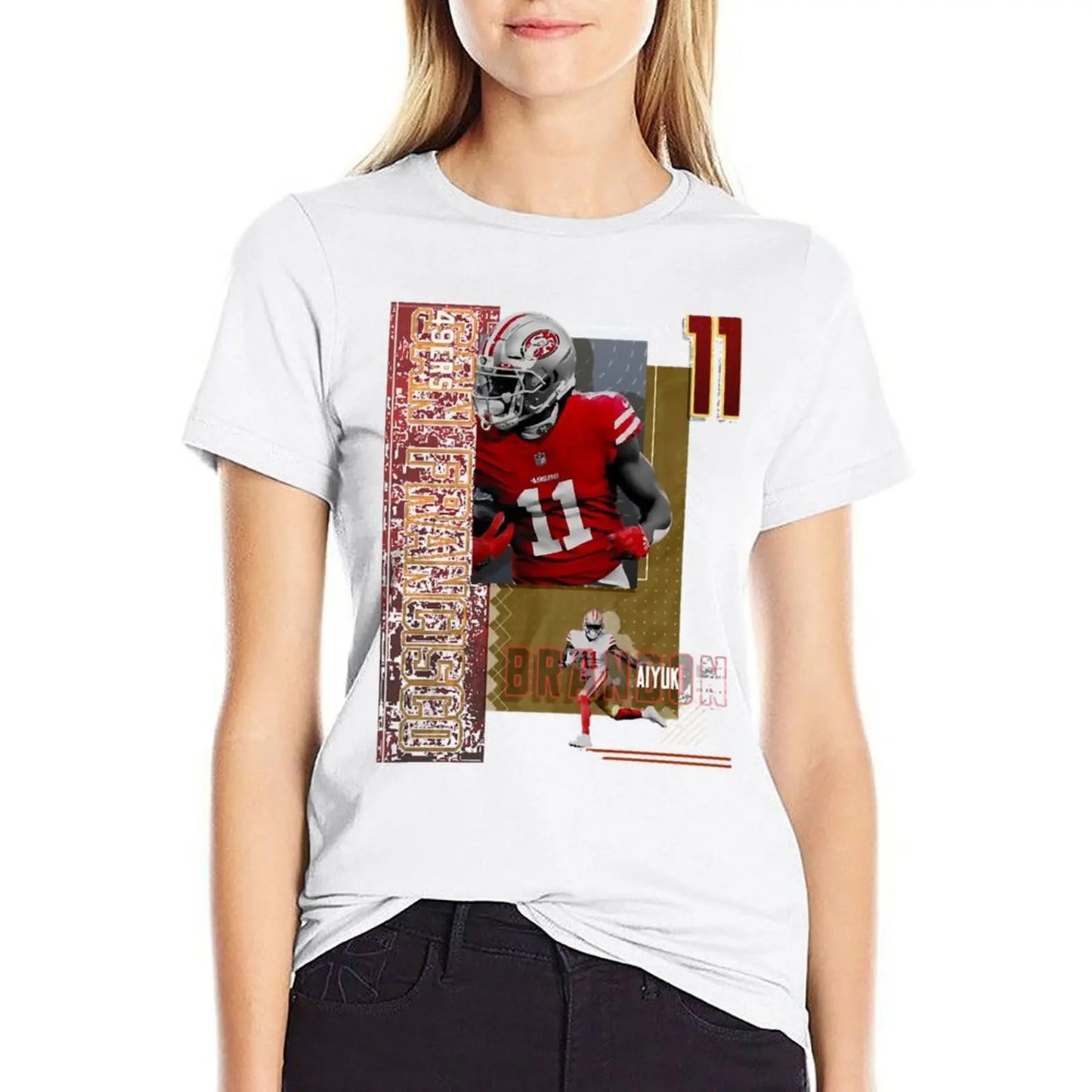 Brandon sport Aiyuk Football Paper 49ers 2 T-Shirt plus size tops anime kawaii clothes plus sizes t shirts for Women loose fit