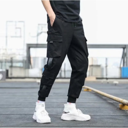 2024 Spring Autumn New Men's Korean Fashion Multi-pocket Loose Ins Nine-minute Drawstring Leg Work Pants Casual Daily Sweatpants