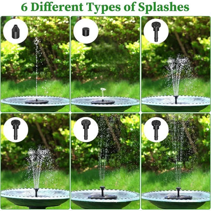 1W/1.5W/2.5W Outdoor Solar Fountain Suitable for Garden Pond Solar Fountain Pump Kit with 6 Nozzles for Garden Decoration