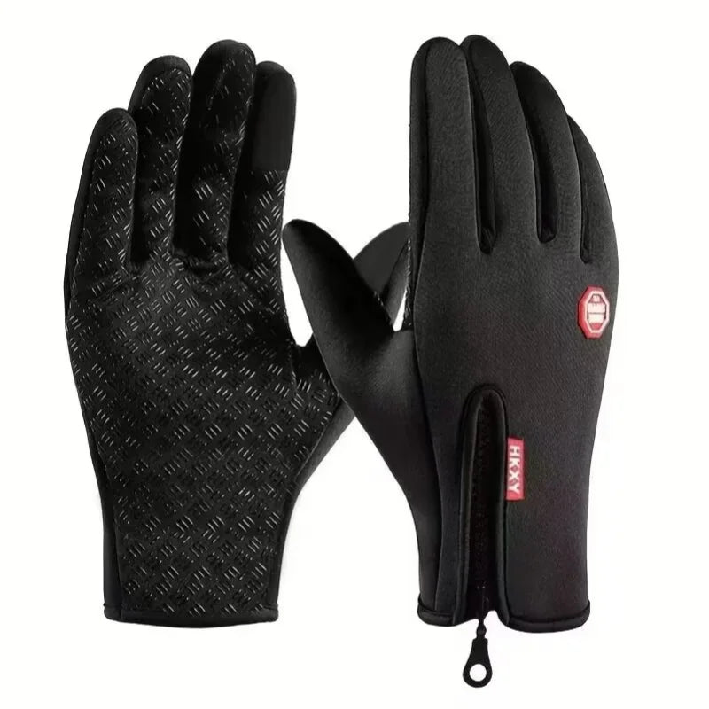 Winter Gloves For Men Waterproof Windproof Cold Gloves Snowboard Motorcycle Riding Driving Warm Touchscreen Zipper Glove