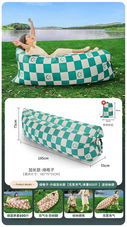 City Wave Inflatable Sofa Outdoor Camping Music Festival Lazy Air Sofa Picnic Portable Air Mattress Bed Thickened