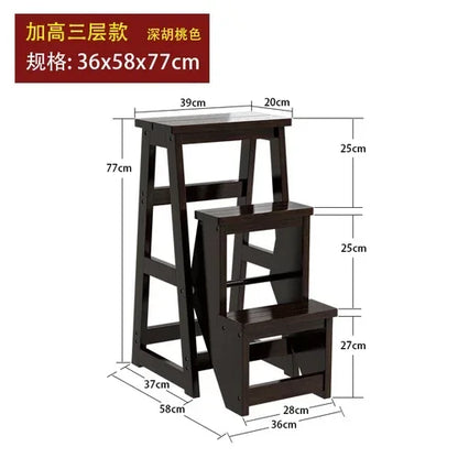 Innovative Multifunctional Household Ladder: Solid Wood Folding Storage, Dual-Use Ladder Chair, Climbing Stool for Home