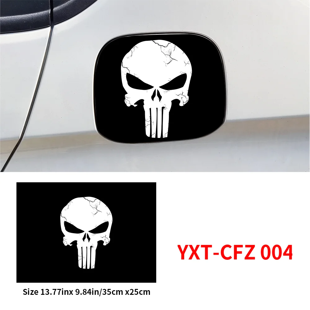 Punisher Skull Blood Car Pull Fuel Tank Stickers Funny Car Waterproof Sunscreen Stickers Pull Fuel Decal Exterior Accessories