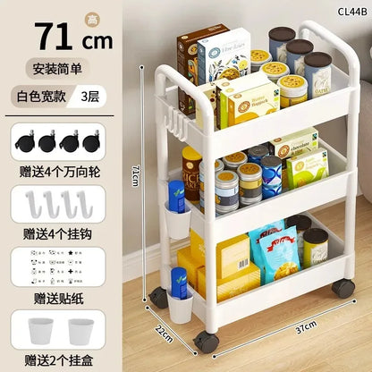 Household Multi-layer Small Cart Storage Rack Floor To Floor Kitchen Bedroom Bathroom Storage Rack Storage Rack With Wheels