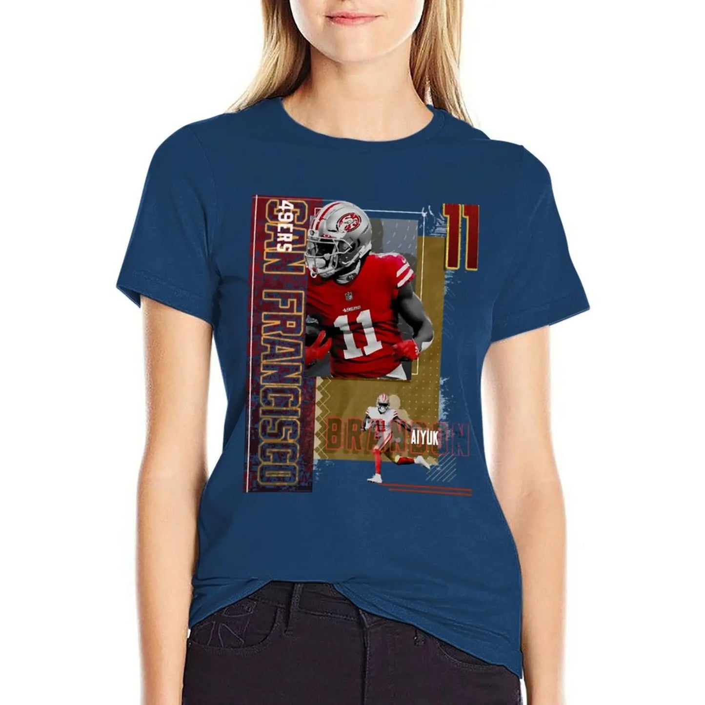 Brandon sport Aiyuk Football Paper 49ers 2 T-Shirt plus size tops anime kawaii clothes plus sizes t shirts for Women loose fit