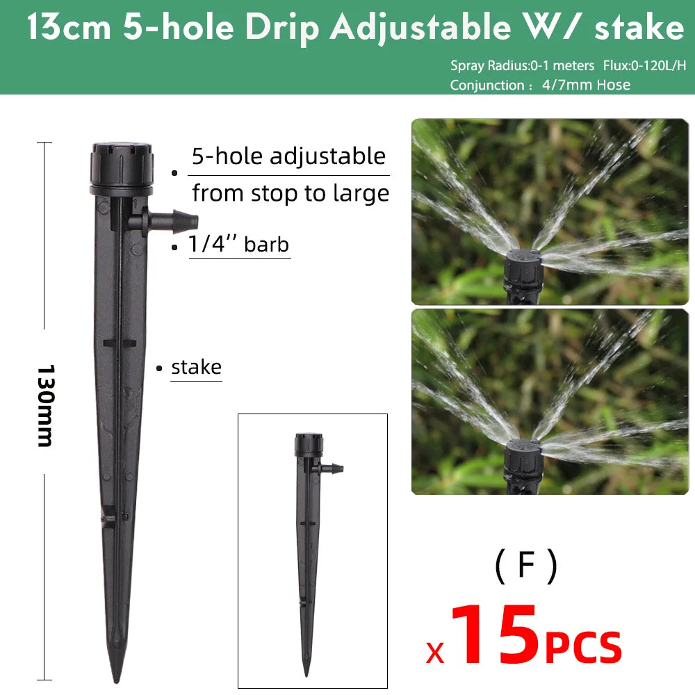 15PCS Gardening Watering Drip 13CM Stake Emitters Sprayer Vortex Sprinkler fit 4/7mm Hose Agriculture Irrigation Misting Nozzles