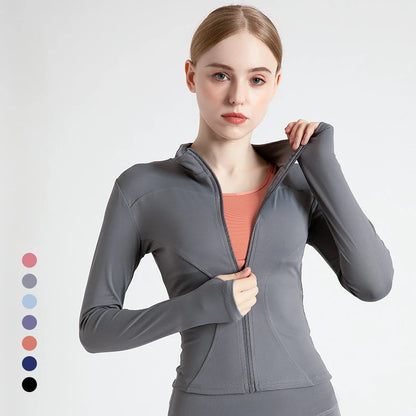 Jackets for Women Fit Coat Women Women Jacket Zippers Casual Wear Long Sleeve Tight Yoga Clothing Slimming Yoga Sports Jacket