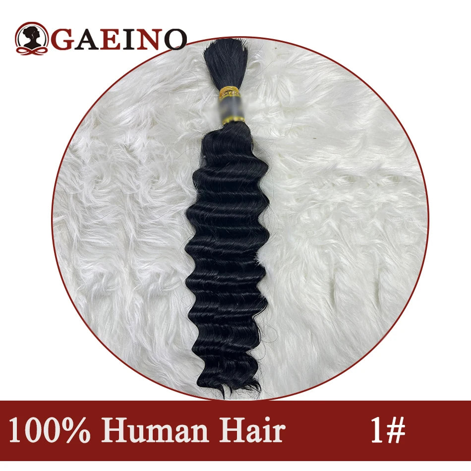 Deep Wave Bulk Hair Human Hair Braiding Color Natural Black No Weft Bulk Human Hair For Braiding Extensions Salon Quality 14-28"