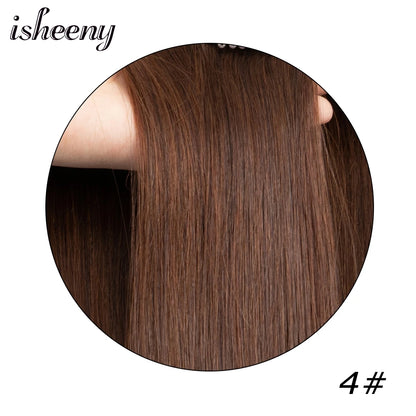 isheeny Invisible Clip in Hair Extensions Human Hair 12-22 inches 8pcs/set Natural Straight Clip Hair Pieces 100-120g Full Head