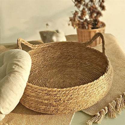 Cozy Cat Dog Bed Summer Cat Scratching Board Rattan Washable Cat Supplies Woven Removable Cushion 35cm