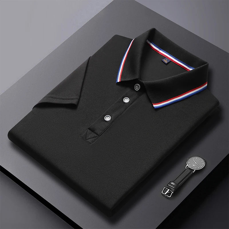 2024 Solid Color Polo Shirt Men's Business Polo Collar Half sleeved Top 2024 Summer Casual Short sleeved T-shirt for Men an