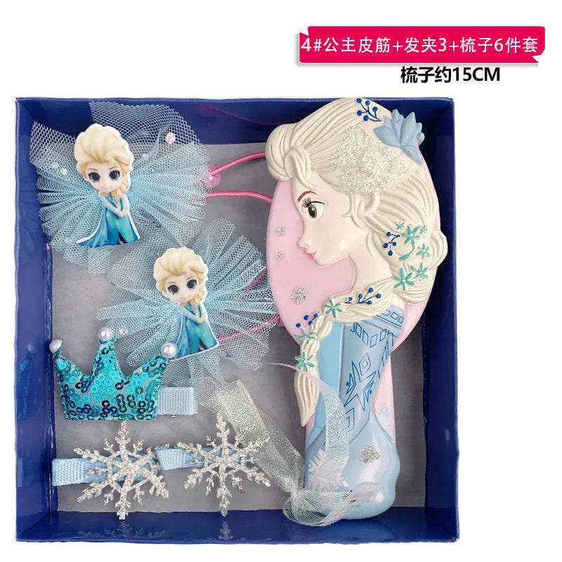 6-Piece Disney Frozen Elsa Anna Peripheral Hair Accessories Cute Cartoon Disney Princess Comb Set Accessories Children'S Girl Gi