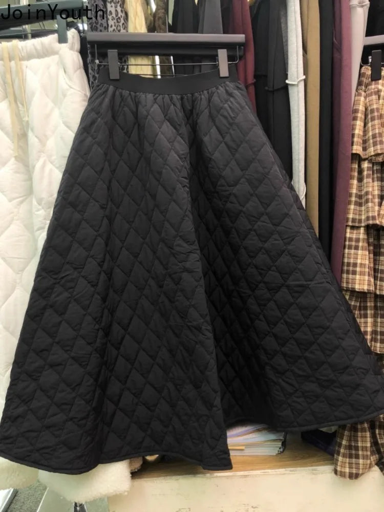 2024 Women Clothing Korean Skirt Solid Color High Waist Jupe Thicked Temperament Saia Casual Fashion Skirts Faldas Mujer De Moda