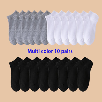 5/7/10 Pairs of Men/women Boat Socks, Plain Color, Anti Odor, Summer Ankle Socks, Casual and Breathable Low Waisted Socks