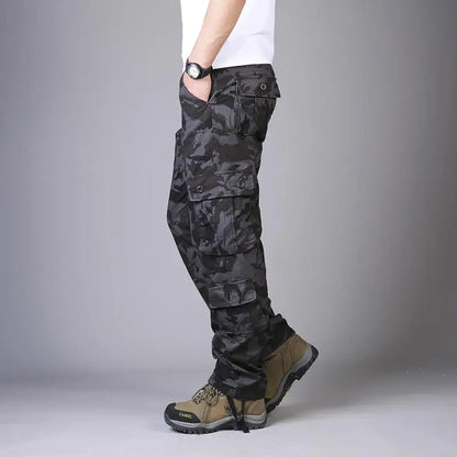 Men's Camo Pants Tactical Cargo Trousers Pure Cotton Overalls Camouflage Loose Work Wear Sports Climbing Sweatpants Heavy Weight